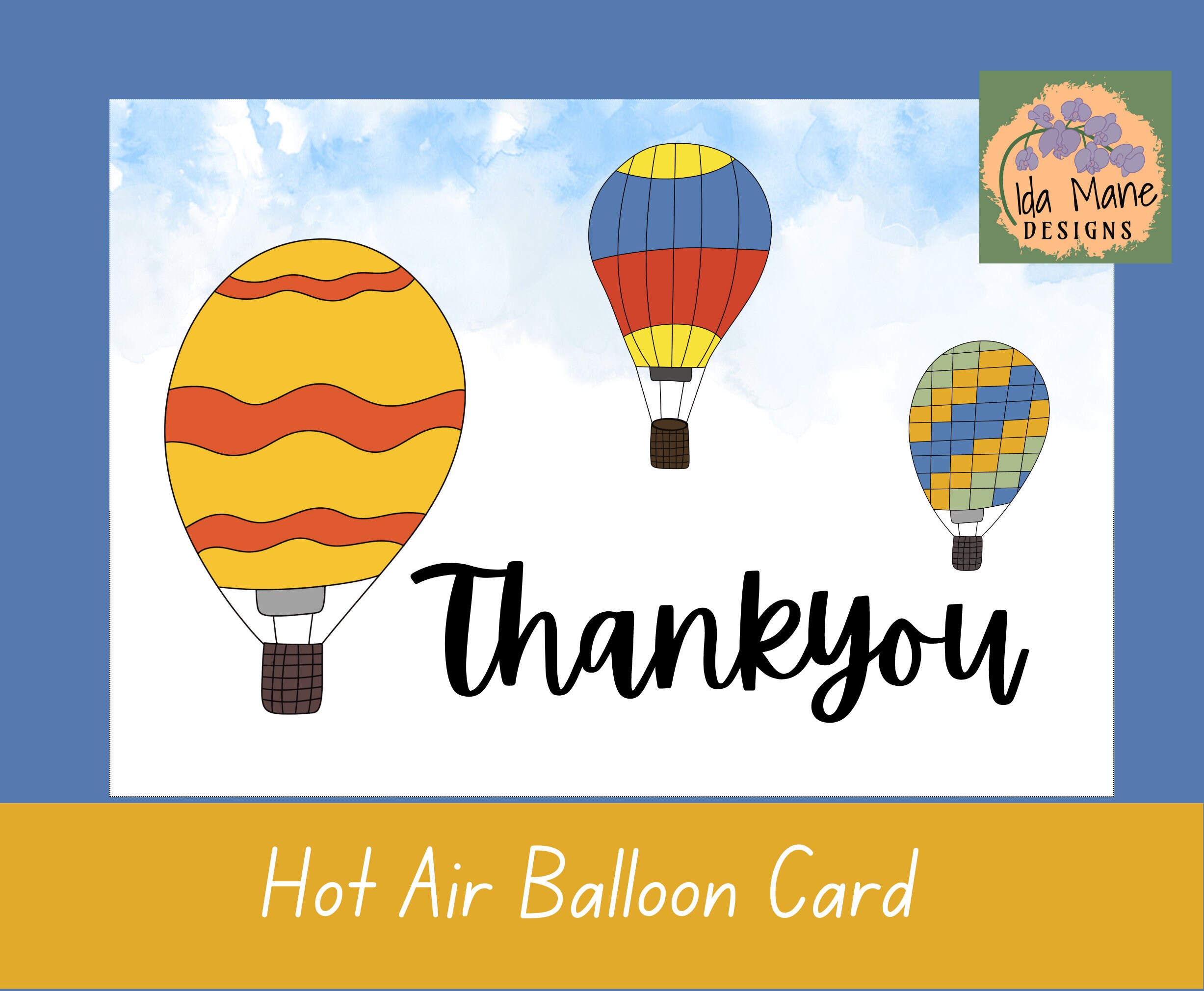 Hot Air Balloon Card Printable Card Instant Download - Etsy