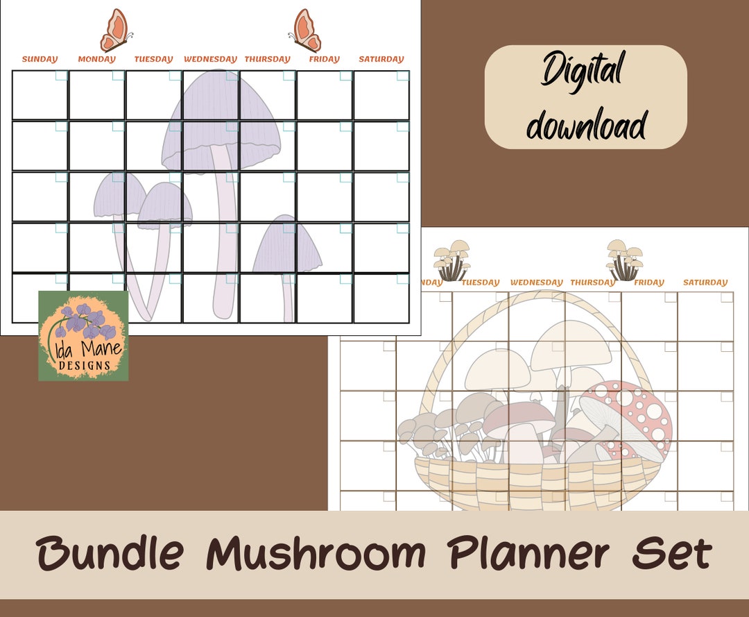 Bundle Mushroom Planner Set Printable Planners Set of 6 - Etsy