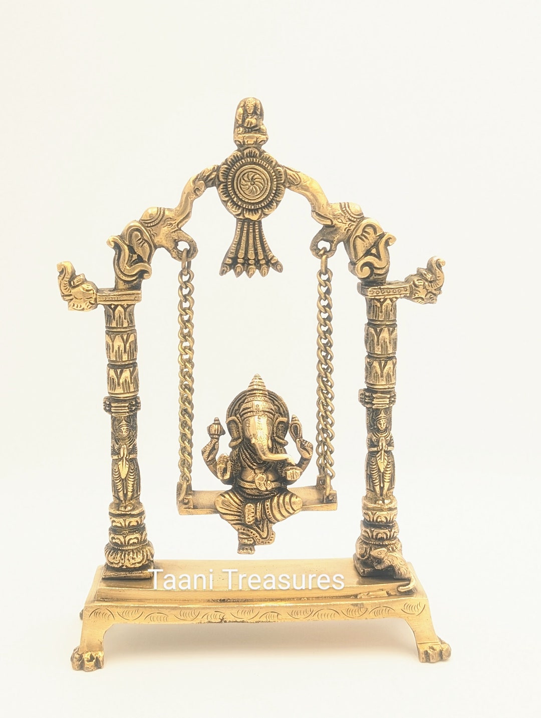 12 Brass Ganesh Idol on Swing Ganesha Relaxing on Swing Etsy