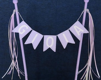 Décoration de gâteau personnalisée de style guirlande violette pastel pour les anniversaires de filles ou les baby showers