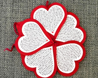 Valentine's Day mini heart garland: Cubicle, dorm, fireplace or mantel love song garland