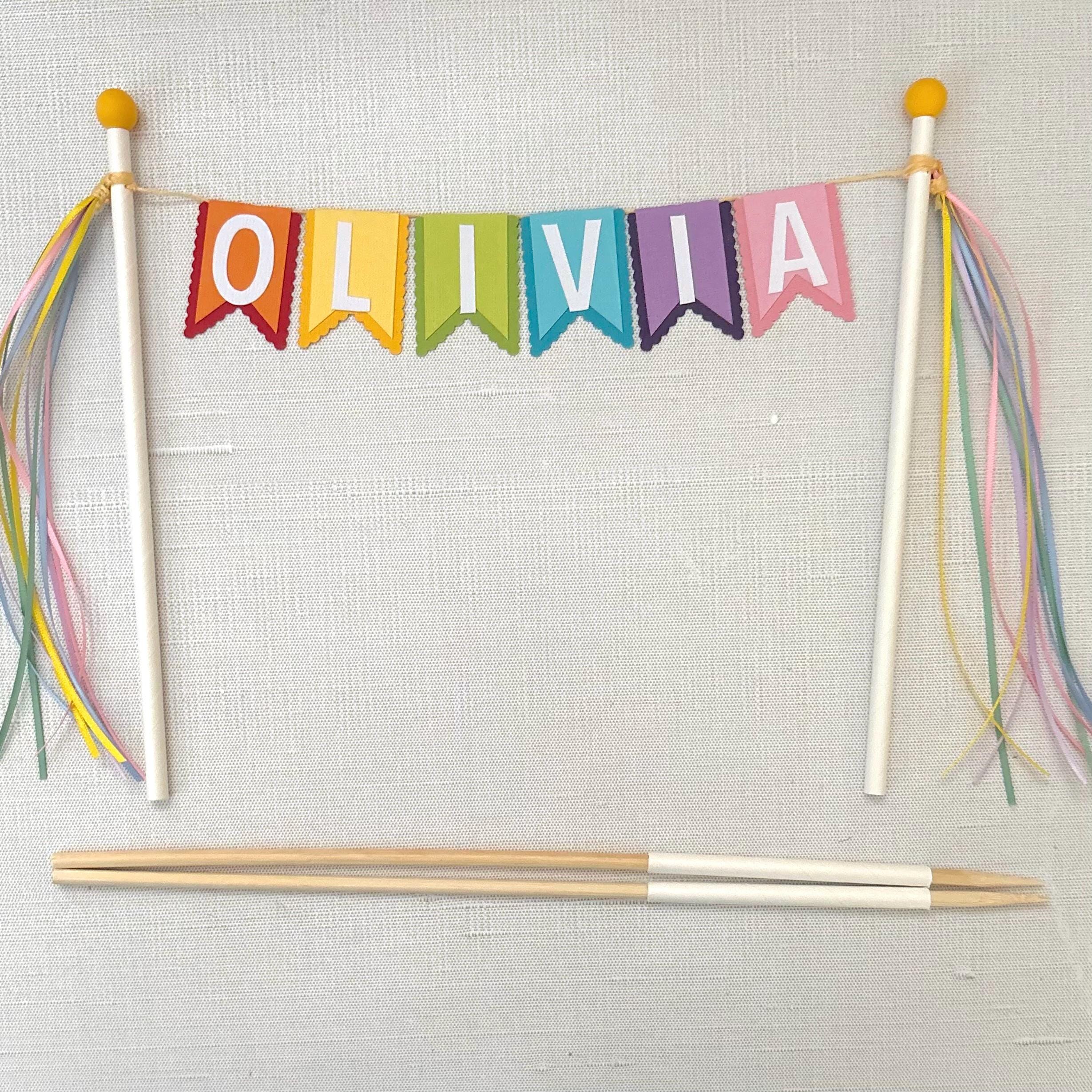 Personalized Cake Topper Bunting-style in Colorful Bright Shades ...