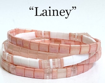 Lainey | Tila Stack bracelets | BOHO glass tile stretchy bracelet | trendy beaded bracelets for women and teens | Wrist Candy By Megan