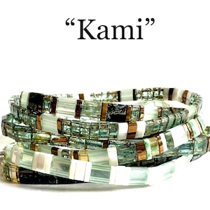 Kami | Tila Stack bracelets | BOHO glass tile stretchy bracelet | trendy beaded bracelets for women and teens | Wrist Candy By Megan
