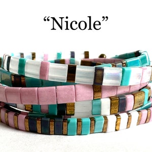 Nicole | Tila Stack bracelets | BOHO glass tile stretchy bracelet | trendy beaded bracelets for women and teens | Wrist Candy By Megan