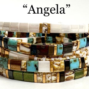 Angela | Tila Stack bracelets | BOHO glass tile stretchy bracelet | trendy beaded bracelets for women and teens | Wrist Candy By Megan