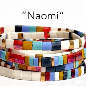 Naomi | Tila Stack bracelets | BOHO glass tile stretchy bracelet | trendy beaded bracelets for women and teens | Wrist Candy By Megan