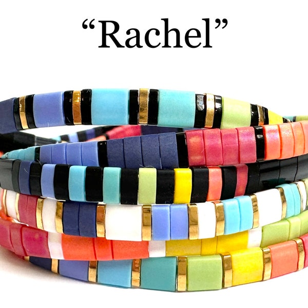 Rachel | Tila Stack bracelets | BOHO glass tile stretchy bracelet | trendy beaded bracelets for women and teens | Wrist Candy By Megan