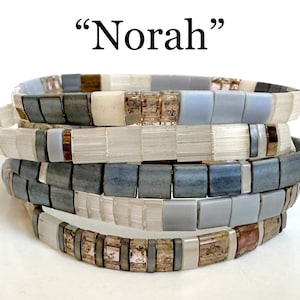 Norah | Tila Stack bracelets | BOHO glass tile stretchy bracelet | trendy beaded bracelets for women and teens | Wrist Candy By Megan
