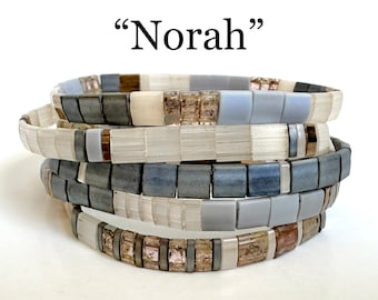 Norah | Tila Stack bracelets | BOHO glass tile stretchy bracelet | trendy beaded bracelets for women and teens | Wrist Candy By Megan