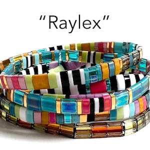 Raylex | Tila Stack bracelets | BOHO glass tile stretchy bracelet | trendy beaded bracelets for women and teens | Wrist Candy By Megan