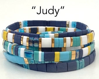 Judy | Tila Stack bracelets | BOHO glass tile stretchy bracelet | trendy beaded bracelets for women and teens | Wrist Candy By Megan