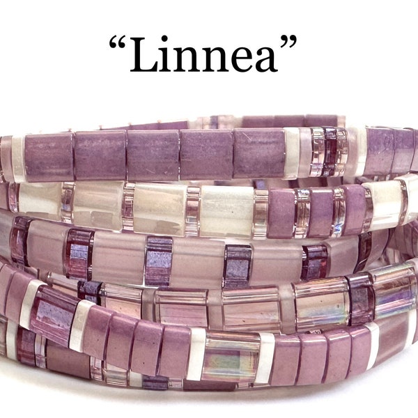 Linnea | Tila Stack bracelets | BOHO glass tile stretchy bracelet | trendy beaded bracelets for women and teens | Wrist Candy By Megan