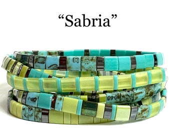 Sabria | Tila Stack bracelets | BOHO glass tile stretchy bracelet | trendy beaded bracelets for women and teens | Wrist Candy By Megan
