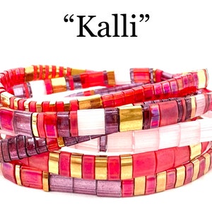 Kalli | Tila Stack bracelets | BOHO glass tile stretchy bracelet | trendy beaded bracelets for women and teens | Wrist Candy By Megan