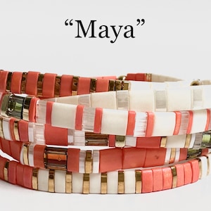 Maya | Tila Stack bracelets | BOHO glass tile stretchy bracelet | trendy beaded bracelets for women and teens | Wrist Candy By Megan
