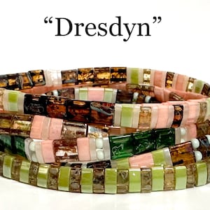 Dresdyn | Tila Stack bracelets | BOHO glass tile stretchy bracelet | trendy beaded bracelets for women and teens | Wrist Candy By Megan