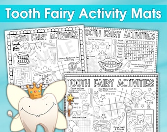 Tooth Fairy Activity Mats, Tooth Fairy Games, Learning Fun Activity Sheets, Children's Craft Kit, Fun Learning Activities, Kid's Educational