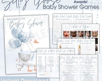25 Baby Shower Games, Silly Goose Baby Shower Game Bundle, Silly Goose Baby Shower Bundle, Baby Blue Party Games, Goose Baby Games | Goose