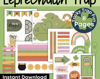 Printable St. Patrick's Day Leprechaun Trap Kit, St. Patrick’s Day Activity, DIY Catch a Leprechaun, Classroom Craft, March 17 Tradition