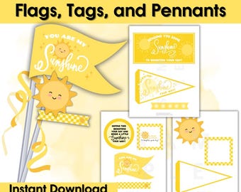 Sending Sunshine Gift Tags, Printable Gift Tags, Teacher Appreciation, Sunshine Gift Box, Kindness Printable, Get Well Soon, Plags, Pennants