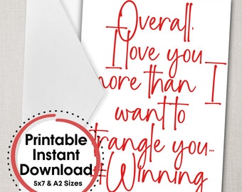 Winning Printable Valentine Card | Downloadable Card, Funny Card, Digital Card, Instant Card, Valentine Download, Anniversary Card, Love You