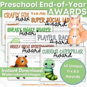 Jahresende Vorschulpreise druckbar, Jahresendezertifikat, sofortiger Download Klassenzimmerpreis, Vorschuldiplom-Andenken