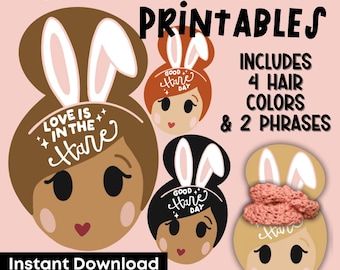 Easter Bunny Scrunchie Gift Cards, Hair Tie Holders, Non-Candy Basket Stuffer, Girls Tween Easter Gift, Classroom Party Favor, Printable