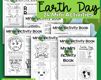 24 Page Earth Day Mini Activity Page Booklet, Instant Download Earth Day Activity Book, Classroom Earth Day Activity, Earth Day Printables