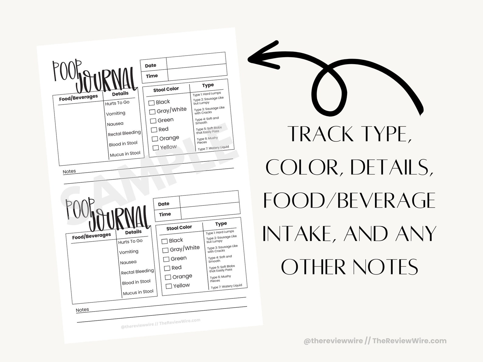 Poop Journal Bowel Movement Tracker IBS and Crohn's Disease Symptom