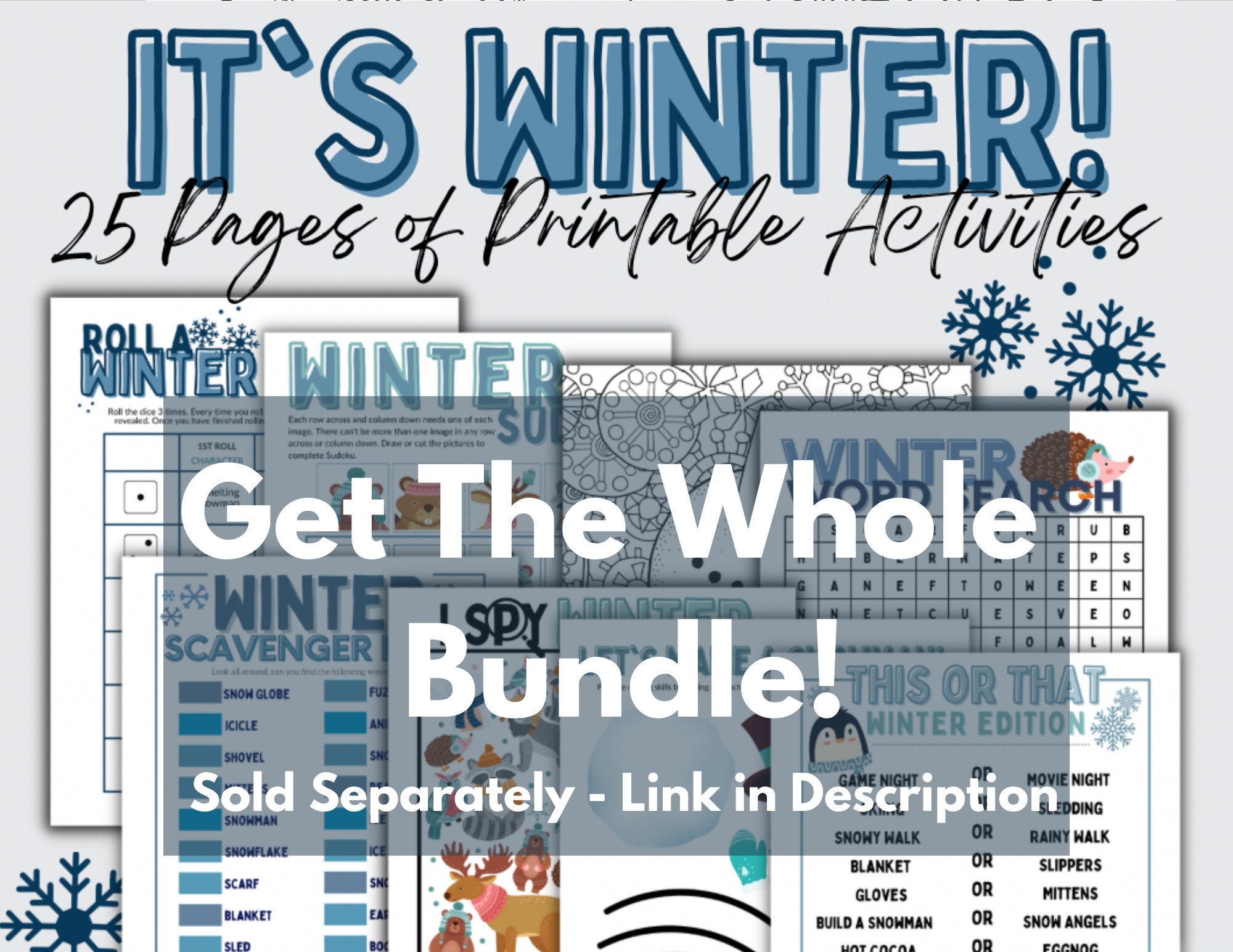 I Spy Winter Printable Bundle Coloring Page Seek and Find Count and