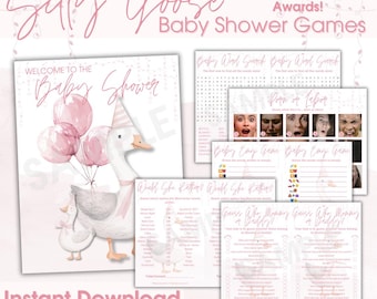 25 Pink Baby Shower Games, Silly Goose Baby Shower Game Bundle, Silly Goose Baby Shower Bundle, Baby Party Games, Goose Baby Games | Goose