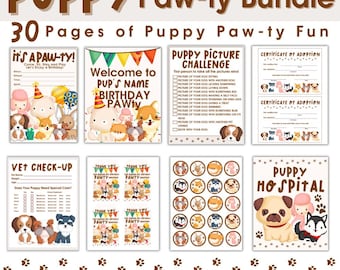 Puppy Party Printables, Puppy Birthday Decorations, Adopt a Puppy Party, Puppy Party Games, Dog Themed Party, Adoption Certificate Dog Party