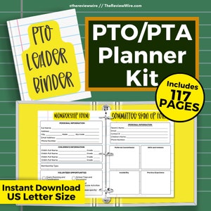 PTO Planner Binder Kit, Printable PTA Planning Kit, PTO Membership Meeting Fundraiser Newsletter, Digital School Planning Organizer