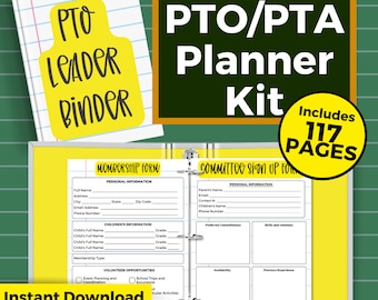 PTO Planner Binder Kit, Printable PTA Planning Kit, PTO Membership Meeting Fundraiser Newsletter, Digital School Planning Organizer