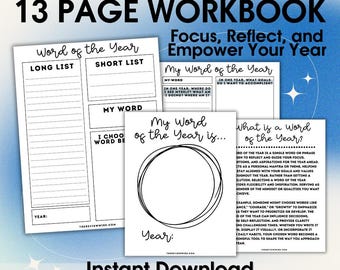 Word of the Year Workbook Instant Download, New Year Goals, Intention Setting Journal, Reflection Printable, Personal Growth Workbook