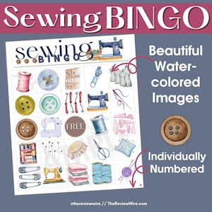 40 Unique Printable Sewing Bingo Cards, Sewing Bingo, Instant Download Bingo Card Family Game Night | Bingo