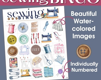 40 Unique Printable Sewing Bingo Cards, Sewing Bingo, Instant Download Bingo Card Family Game Night | Bingo
