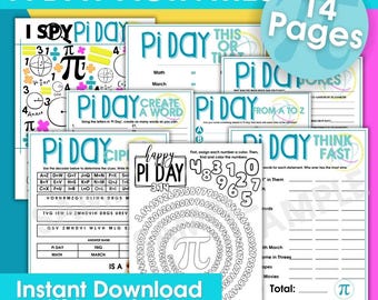 Pi Day Math Activities Bundle, March 14 Classroom Printables, Middle & Elementary School Math Games, STEM Teacher Resource, 3.14 Celebration
