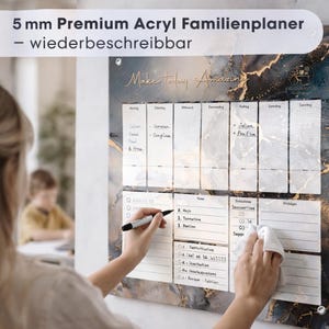 Wiederbeschreibbarer Acryl Familienplaner – Wochenplaner Wand Familie | Abwischbarer Wandkalender Organisation Küche | Personalisiert