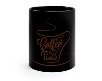 Coffee 11oz Black Mug, CoffeeMug, CeramicMug, Drink-ware, MorningCoffee, OfficeMug, TeaTime, GiftIdeas, KitchenEssentials, BlackMug, 11ozMug