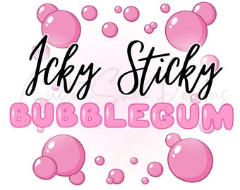 Icky stick bubble gum - pink- sublimation - png jpg - commercial small business and commercial
