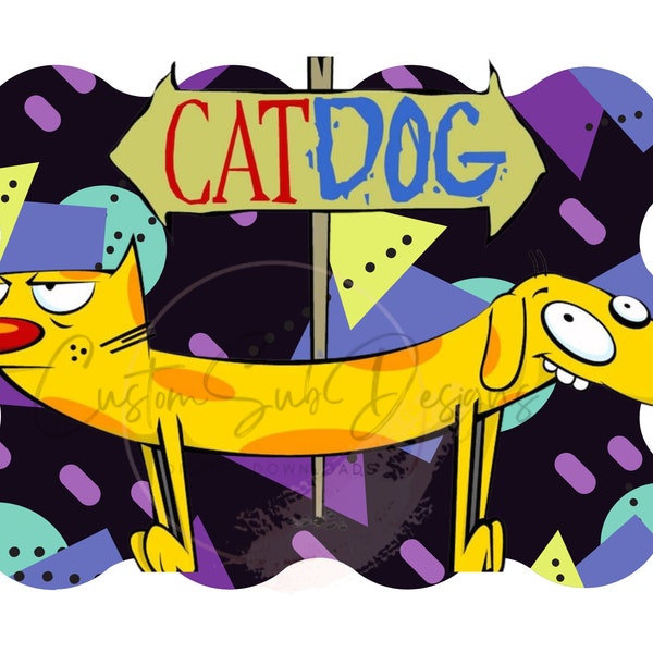 catdog nostalgia cartoon - Digital download sublimation png jpg - Personal and Small business commercial use - flower cloud