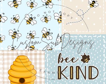Plik bezszwowy Bee Kind – wiosenno-letni wzór patchworkowy (do pobrania w wersji cyfrowej)