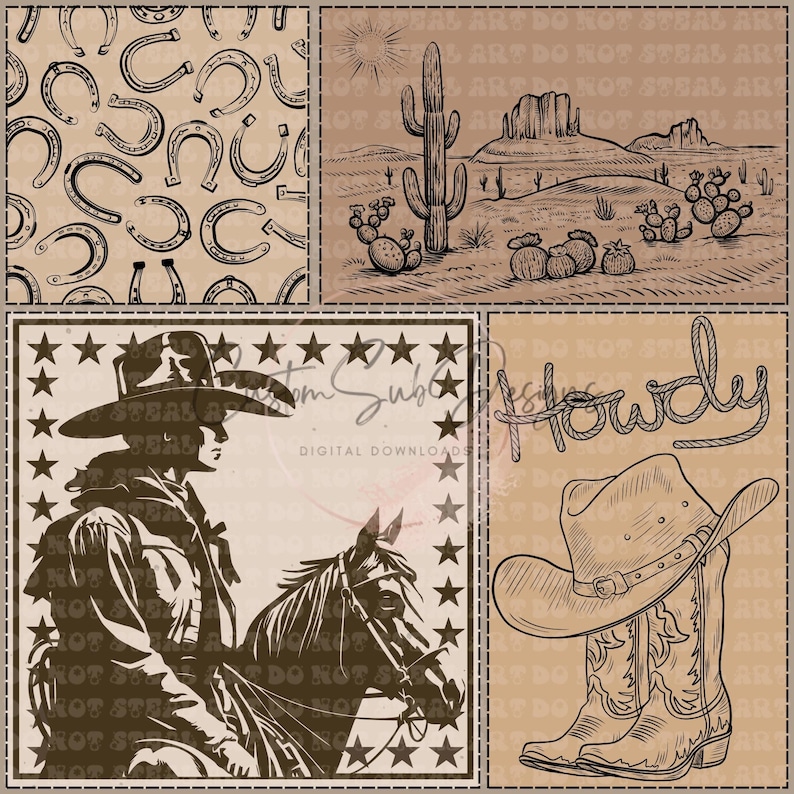 Panel Cowboy Patch Work - Western Cowboy Horse - Spring Summer Boy Seamless File - Etsy