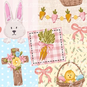 Patchwork - Easter cross Bunny floral  spring   -wild flowers -  animals - seamless file