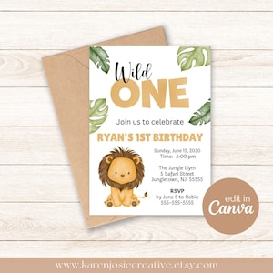 Wildone First Birthday Invitation, Jungle 1st Birthday, Safari First Birthday, Wild One Party Decor, Editable Invitation