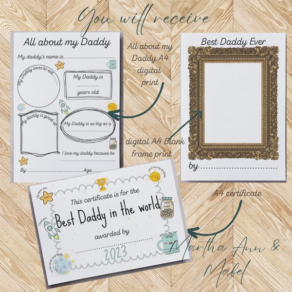 Fathers Day Gift digital certificate bundle EARLY YEARS 2024