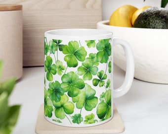 Watercolor Shamrock Mug | Irish Coffee Cup | Lucky Clover Mug | St Patricks Day Gift