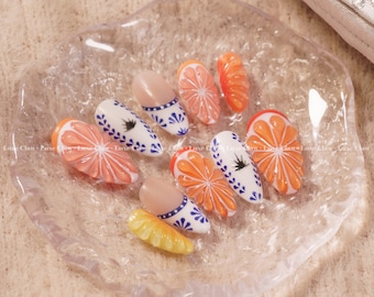 Fruit Lover 3D Gel Nails Set | Hand-Painted Art | Reusable Stick On Nails | Party & Bridal Nails | Premium Press on Nails
